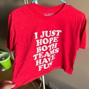 Red shirt. Cropped. Worn once.